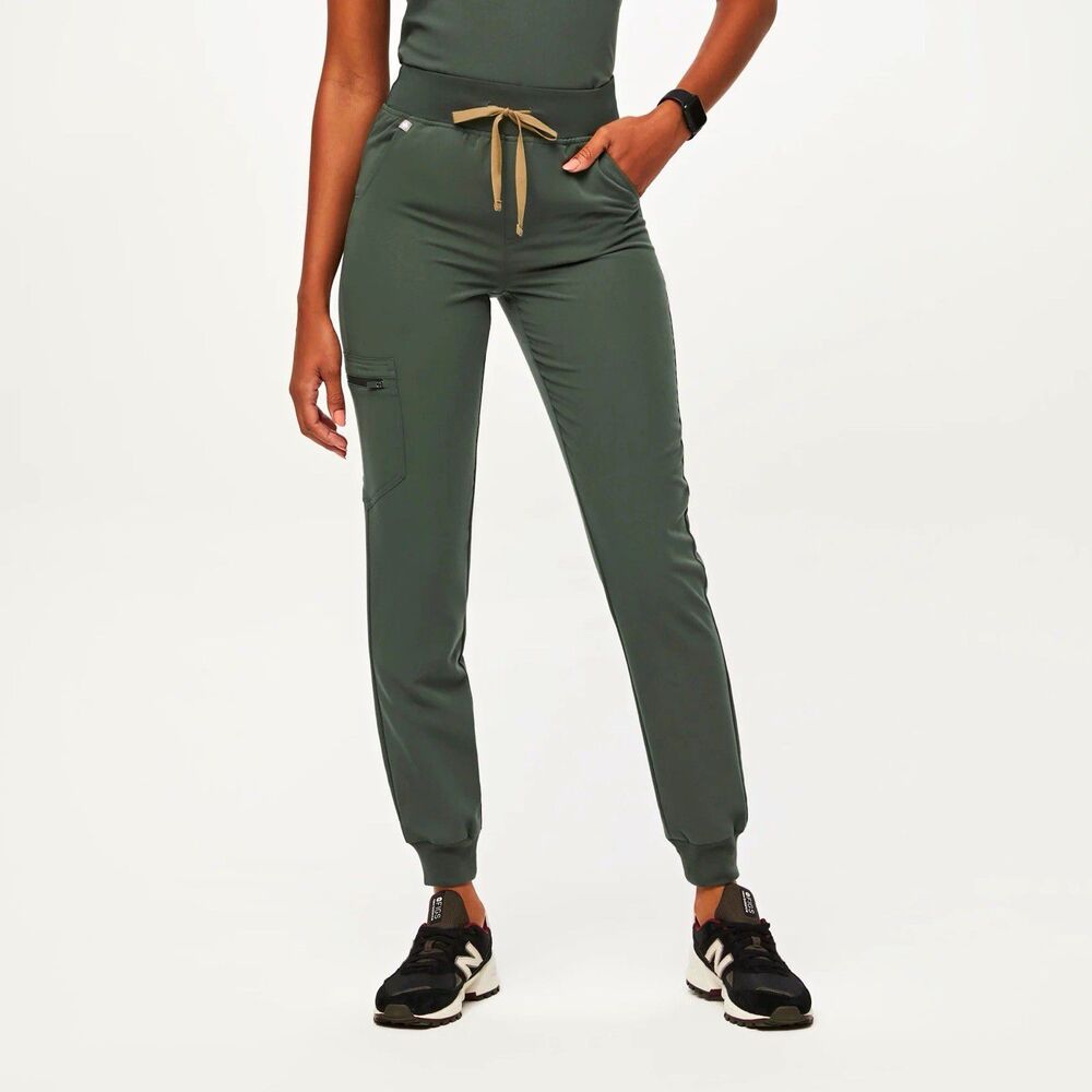 Figs Technical Collection Zamora High-Rise Jogger Scrub Pant Moss Green Med Tall